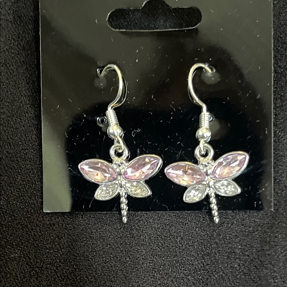 Purple and Silver Butterfly Earrings